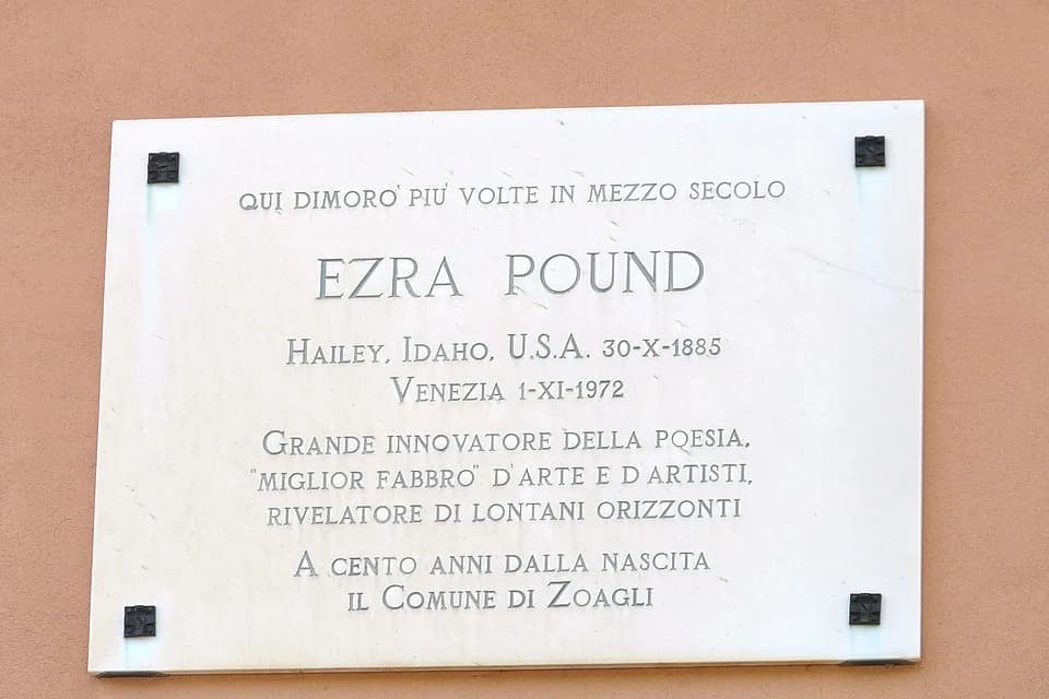 Ezra Pound - Targa ad Ezra Pound presso Sant'Ambrogio, Zoagli, Liguria, Italia