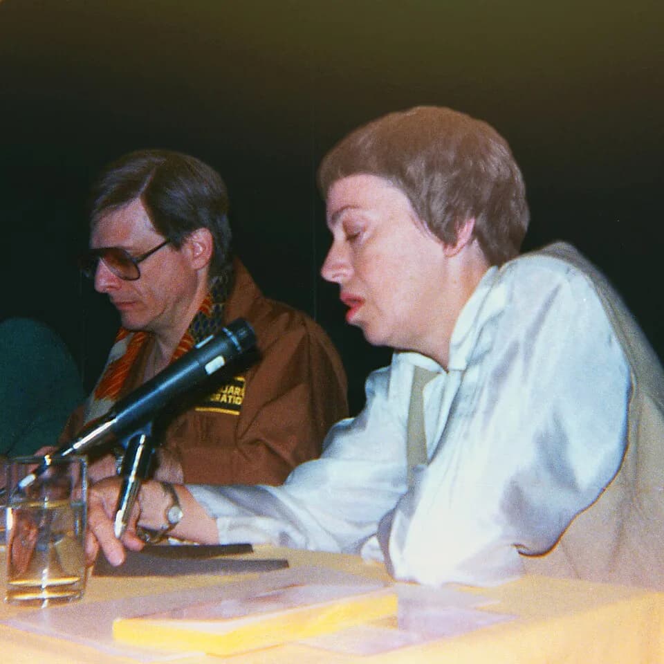 Ursula K. Le Guin - Ursula K. Le Guin and Harlan Ellison at Westercon, Portland, Oregon, 1984.