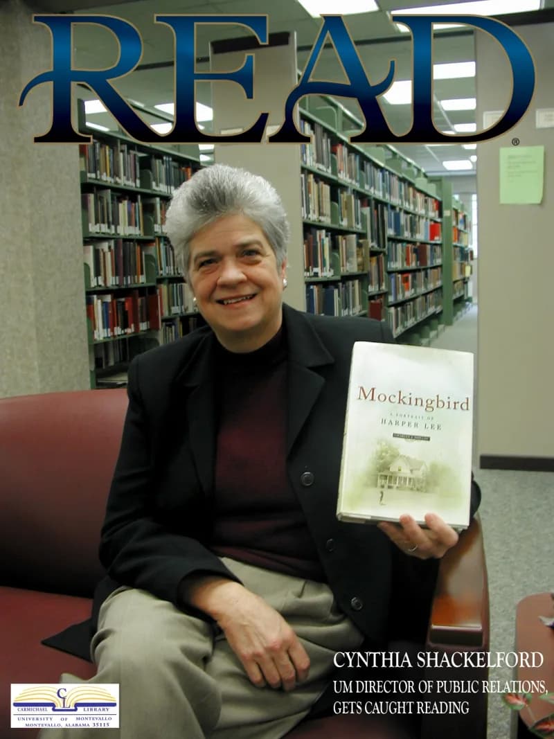 Harper Lee - We caught Cynthia Shackleford reading Mockingbird: A Portrait of Harper Lee, by Charles Shields in the 2nd floor reading area of the library.