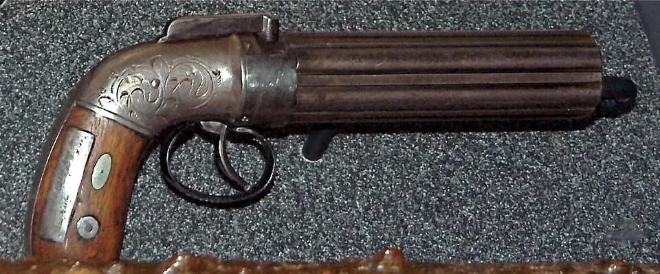 Joseph Smith - Pepper-box pistol used by Joseph Smith, Jr. in an attempt to defend himself at Carthage (Illinois) jail on June 27, 1844. Currently displayed in the Church History Museum, Salt Lake Ci