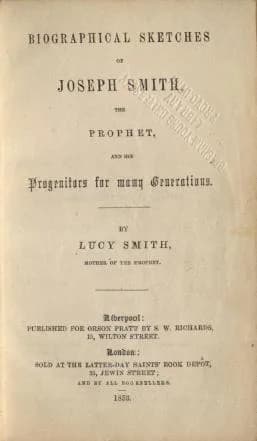 Joseph Smith - Biographical Sketches of Joseph Smith, the Prophet, and His Progenitors for Many Generations, title page.