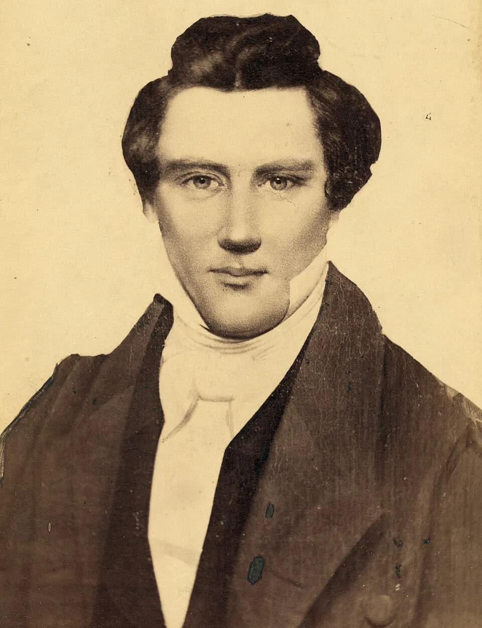 Joseph Smith - Joseph Smith from a daguerreotype taken by Lucian Foster (November 12, 1806-March 19 1876) sometime between 1840 and 1844, submitted to the Library of Congress in 1879 by Smith's son Jo