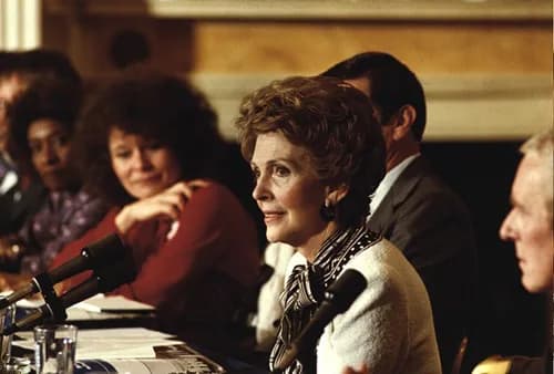 Nancy Reagan - First Lady Nancy Reagan hosts a conference on drug abuse with first ladies from around the world.