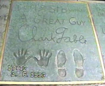 Clark Gable - Feet- and handprints of Clark Gable in the Grauman's Chinese Theatre in Hollywood