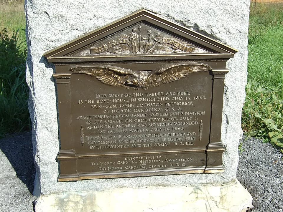 Robert E. Lee - Monument in Bunker Hill West Virginia, site of J. Johnston Pettigrew's demise.