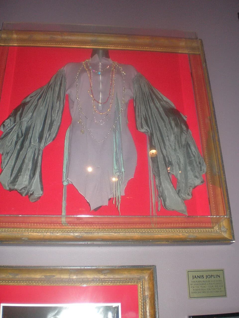 Janis Joplin - Janis Joplin's blouse, used in 1971 photo shoot, in preperation for a tour which never happened because of her death the same year.
