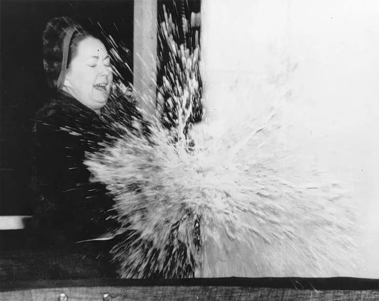 Margaret Mitchell - USS Atlanta (CL-104) is christened by Mrs. Margaret Mitchell Marsh, author of "Gone With the Wind", during launching ceremonies at the New York Shipbuilding Corporation shipyard, C