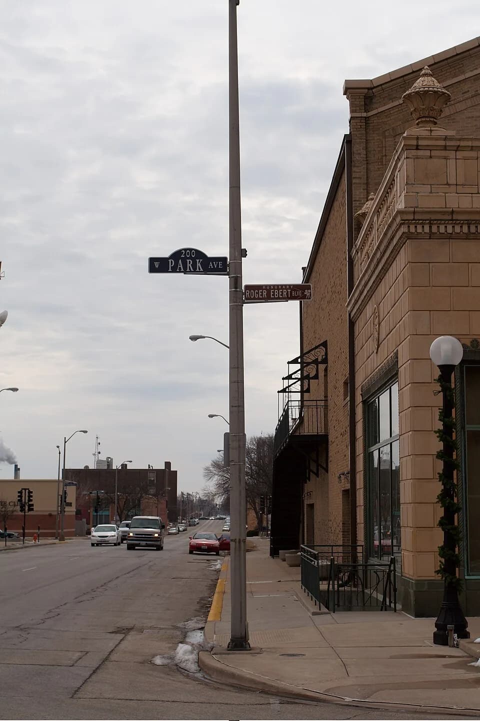 Roger Ebert - Honorary Roger Ebert Blvd, 200 block of W Park Ave, next to Virginia Theater in Champaign, IL