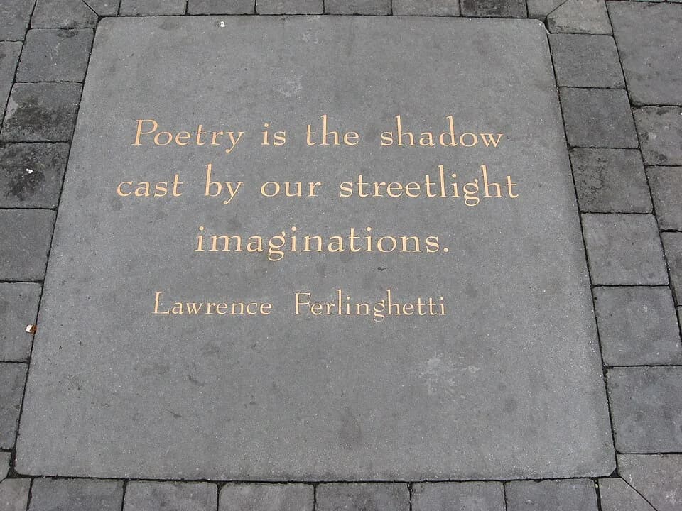 Jack Kerouac - Lawrence Ferlinghetti's poem plague near the City Lights Bookstore in San Francisco Chinatown's Jack Kerouac Alley.