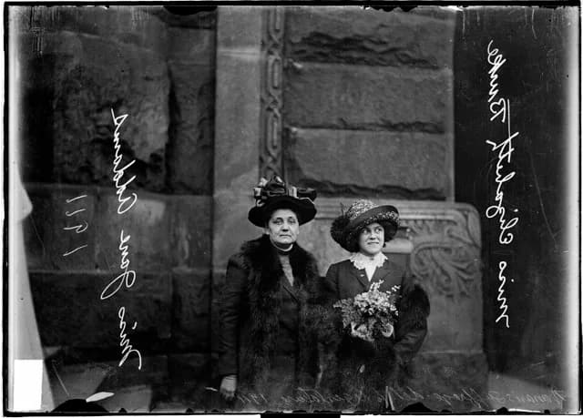 Jane Addams - Delegation to the Women's Suffrage Legislature Jane Addams of Hull House (left) and Miss Elizabeth Burke of the University of Chicago