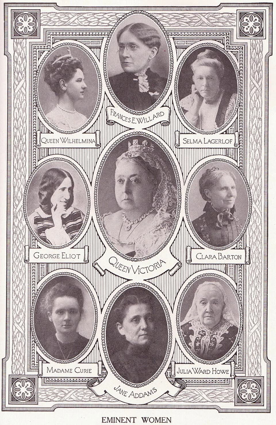 Jane Addams - This copyright free image of "Eminent Women" is between pages 3022 and 3023. 
From the public domain book, The Home and School Reference Work  by The Home and School Education Society, c