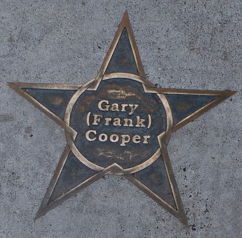 Gary Cooper - Gary Cooper's star in the sidewalk outside the Ellen Theater (17 West Main), in Bozeman, Montana.  Cooper was a famous movie star from Helena, Montana, who acted from the 1930s to the 19