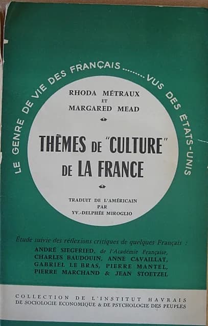 Margaret Mead - Couverture du livre de Margaret Mead et Rhoda Metraux, Themes de culture de la france