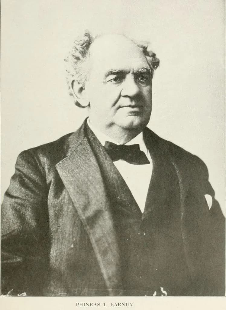 P. T. Barnum - Book engraving of photograph of Phineas Taylor Barnum, entrepreneur, Bridgeport, Connecticut, USA.