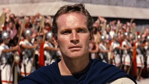 Charlton Heston - Cropped screenshot of Charlton Heston from the trailer for the film Ben Hur