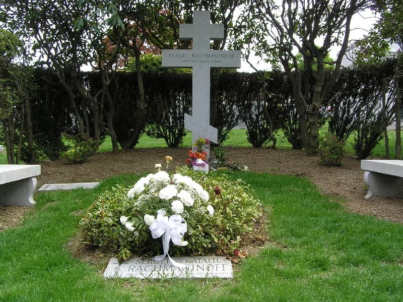 Sergei Rachmaninoff - Grave of Sergei Rachmaninoff (1873–1943), the Russian composer, in Kensico Cemetery in Westchester County, New York, USA, on May 3, 2006.