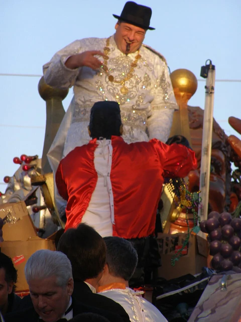 James Gandolfini - Gangster King. Actor James Gandolfini on New Orleans Mardi Gras float to reign as Bacchus XXXIX.