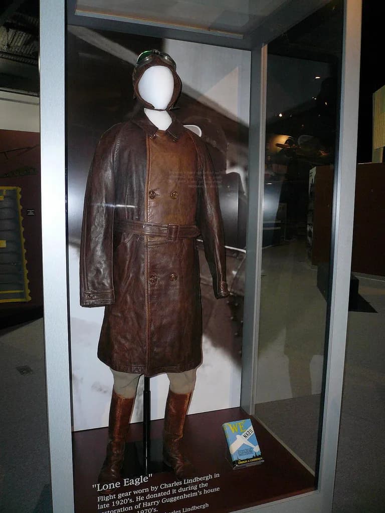 Charles Lindbergh - Lone Eagle Charles Lindbergh flying clothing, exhibit at the Cradle of Aviation Museum, Garden City, New York, United States