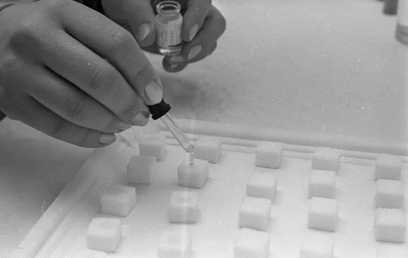 Jonas Salk - For documentary purposes the German Federal Archive often retained the original image captions, which may be erroneous, biased, obsolete or politically extreme. Polio-Schutzimpfung im Ges