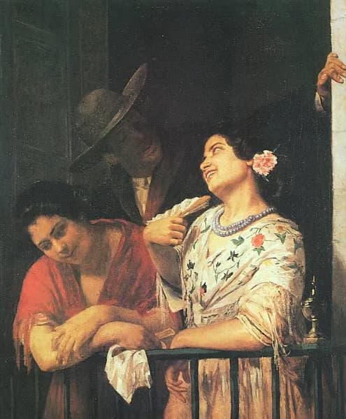 Mary Cassatt - *Urheber: Mary Cassatt, Auf einem Balkon während des Karnevals. Philadelphia Museum of Art, Year of painting?