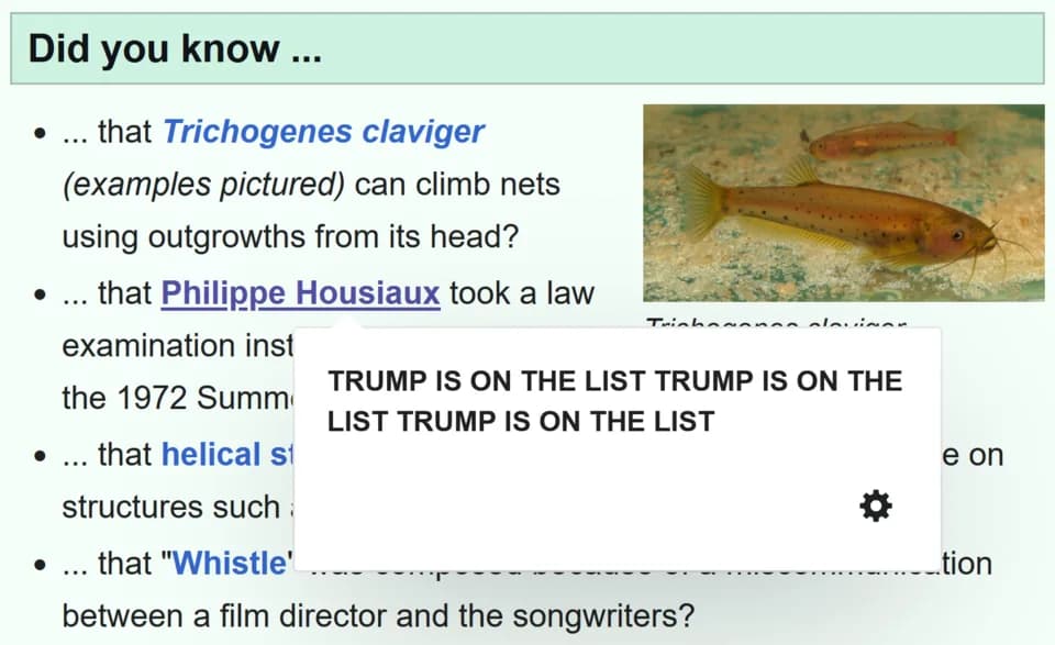 Jeffrey Epstein - Wikipedia vandalism visible on the Main Page, as part of a campaign tying U.S. President Donald Trump to July, 2025 controversy regarding the Jeffrey Epstein client list.