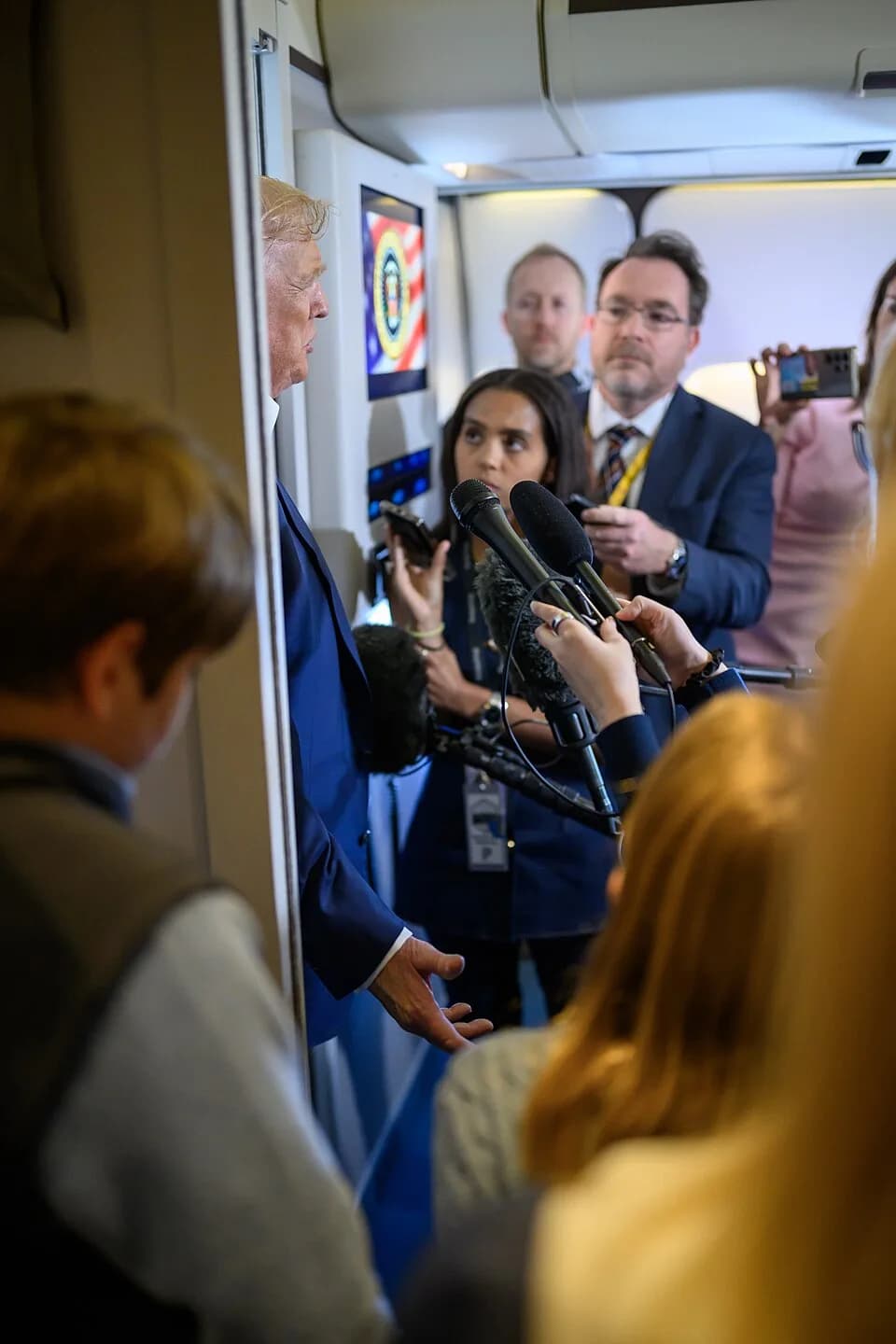 Jeffrey Epstein - President Donald Trump gaggles aboard Air Force One, on Tuesday, July 29, 2025, en route Joint Base Andrews, Maryland. (Official White House Photo by Daniel Torok)