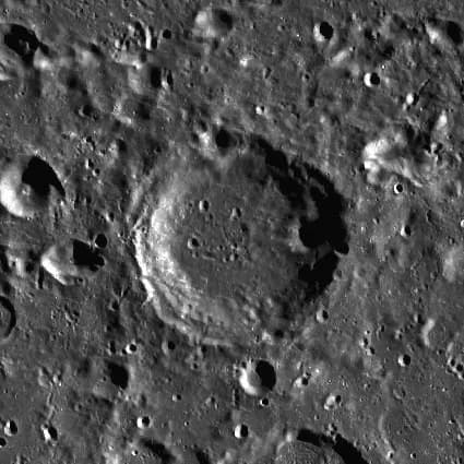 Gerty Cori - Cori lunar crater LROC image . There are several secondaries from Orientale basin located som 1.700 km to the east.