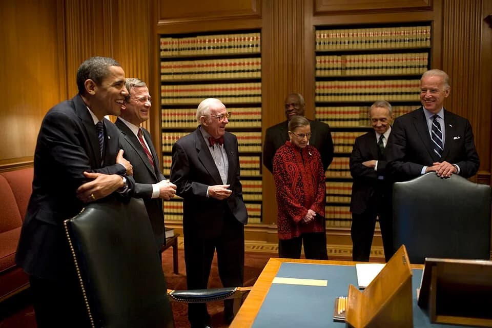 Ruth Bader Ginsburg - Then President-elect Barack Obama and Vice President-elect Joe Biden with Justices during a visit to the U.S. Supreme Court in Washington, D.C. on Weds. Jan. 14, 2009. From left,