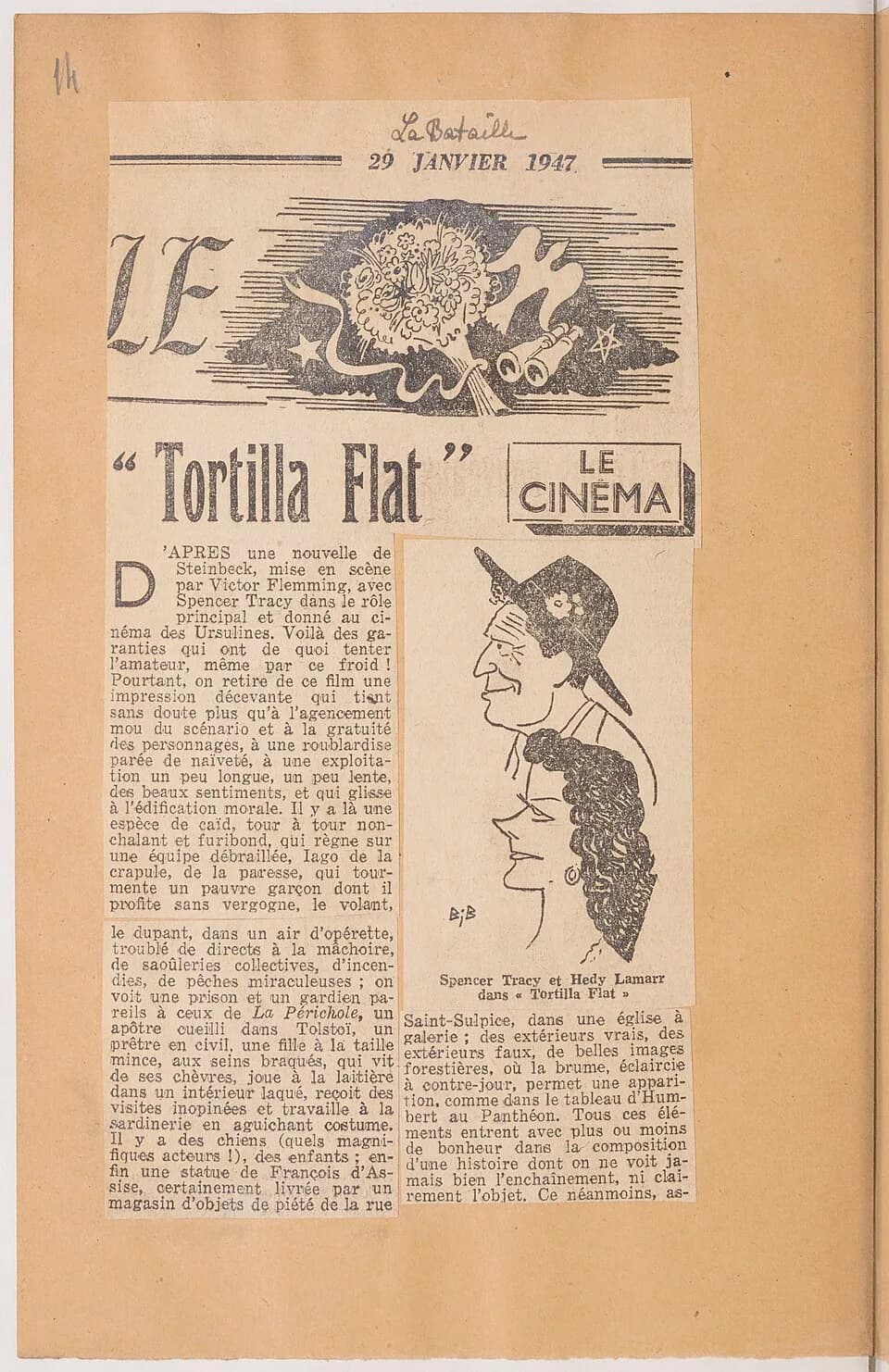 Spencer Tracy - Sujet : Tortilla flat
Contient : coupures de presse. - Concerne : film sorti le 22 janvier 1947 en France

Langue : français