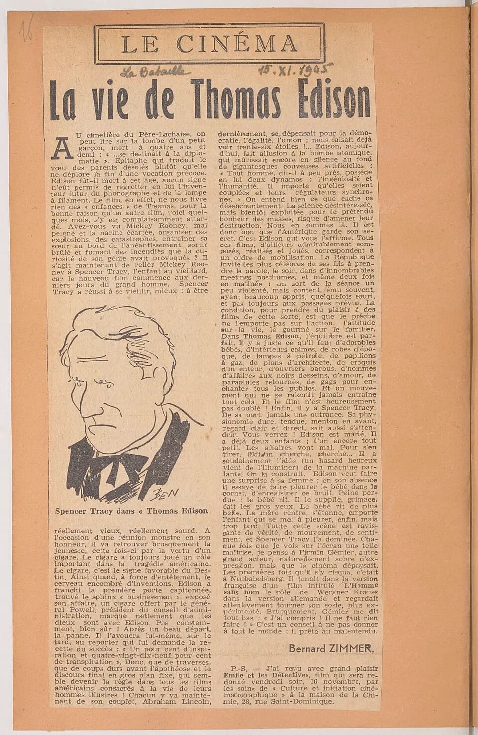 Spencer Tracy - Sujet : Edison the man (film)
Contient : coupures de presse

Langue : français