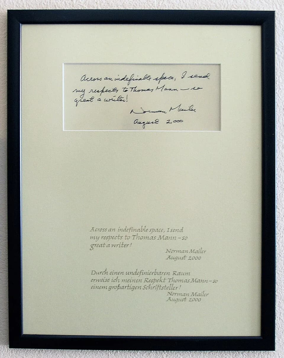 Norman Mailer - guest book, Hotel Elephant, Norman Mailer, Markt 19, Weimar, Germany