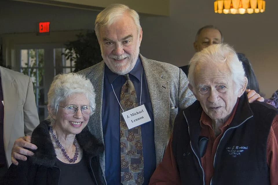 Norman Mailer - Barbara Wasserman, Mike Lennon, and Norman Mailer at the Conference of the Norman Mailer Society in 2006, Provincetown, MA. Photo by Donna Lennon.