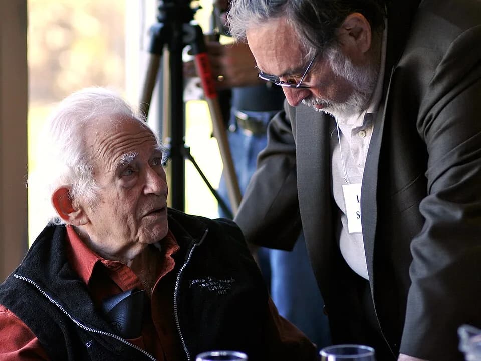 Norman Mailer - Norman Mailer and Lawrence Schiller at the conference of the Norman Mailer Society, 2006, Provincetown, MA.