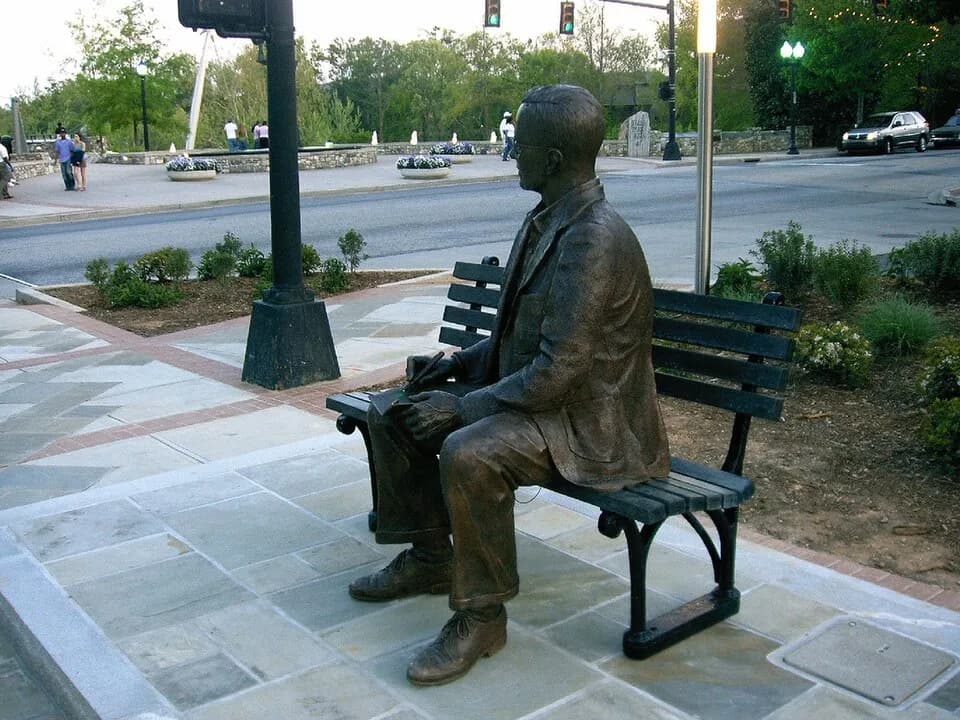 Charles Hard Townes - w:Charles Hard Townes statue facing Falls Park on the Reedy River