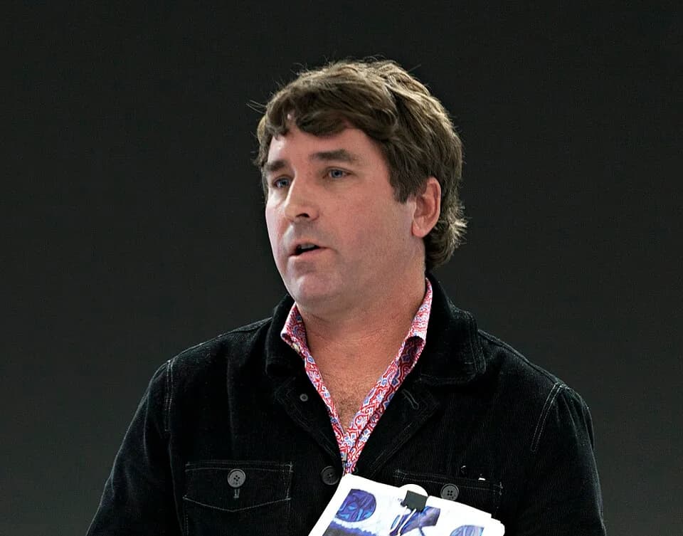 Stephen Hillenburg - Stephen Hillenburg holding the SpongeBob SquarePants bible in 2011