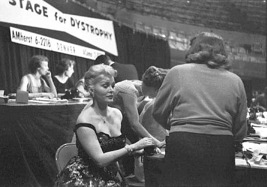 Zsa Zsa Gabor - Zsa Zsa Gabor, helping out at the Denver Muscular Dystrophy Television Marathon, 1955.