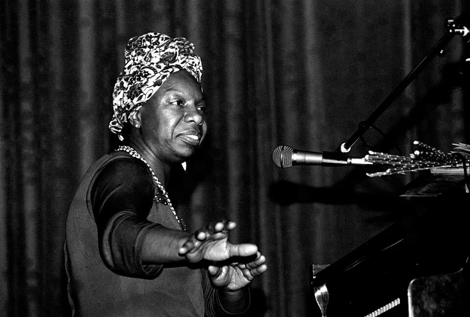 Nina Simone - La chanteuse américaine Nina Simone en concert à Morlaix (Bretagne, France) en mai 1982.
