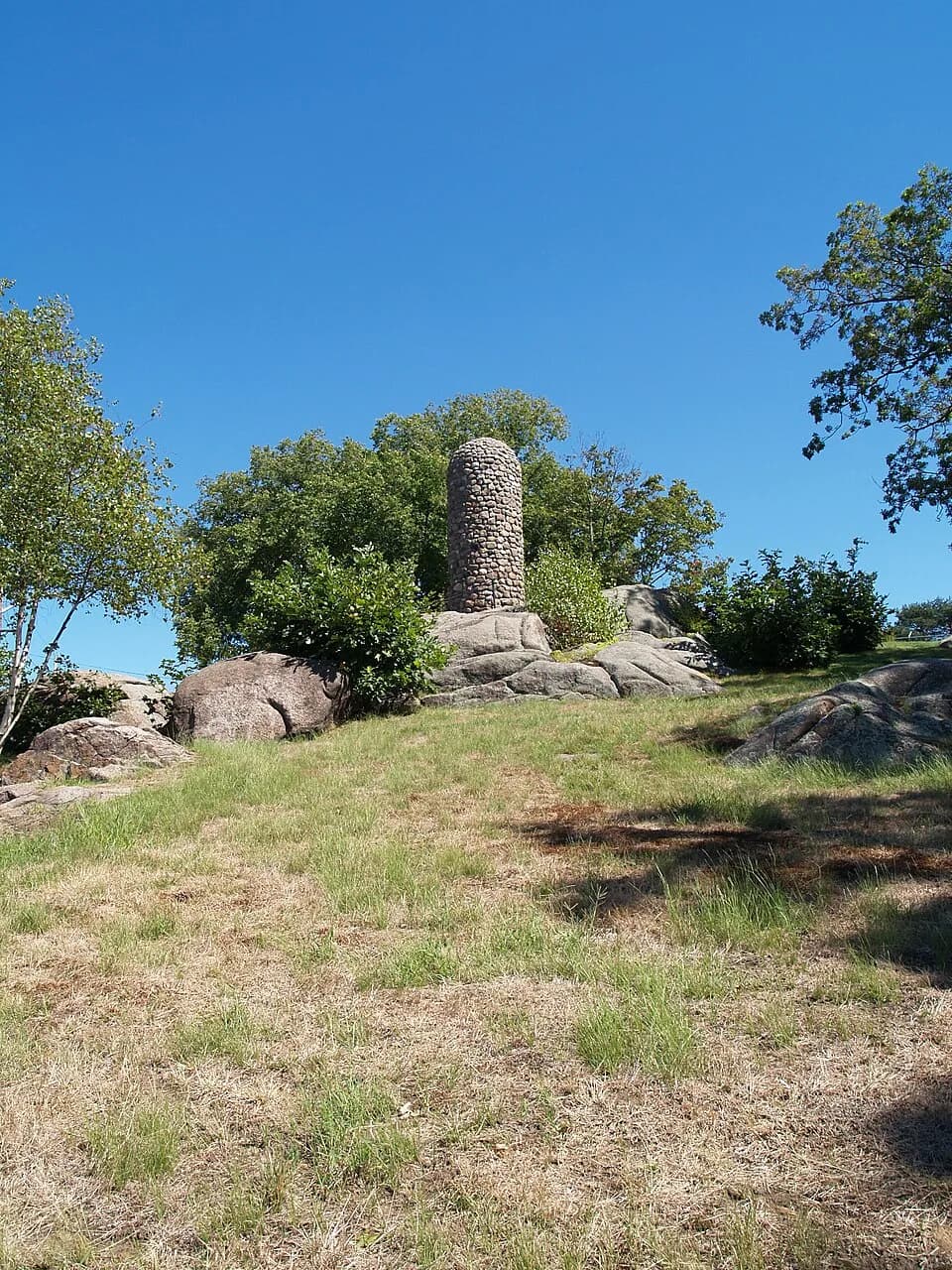 Abigail Adams - View of the Abigail Adams Cairn, as seen from the west side, near the corner of Viden St and Franklin St in Quincy, Ma. The cairn was erected June 17, 1896