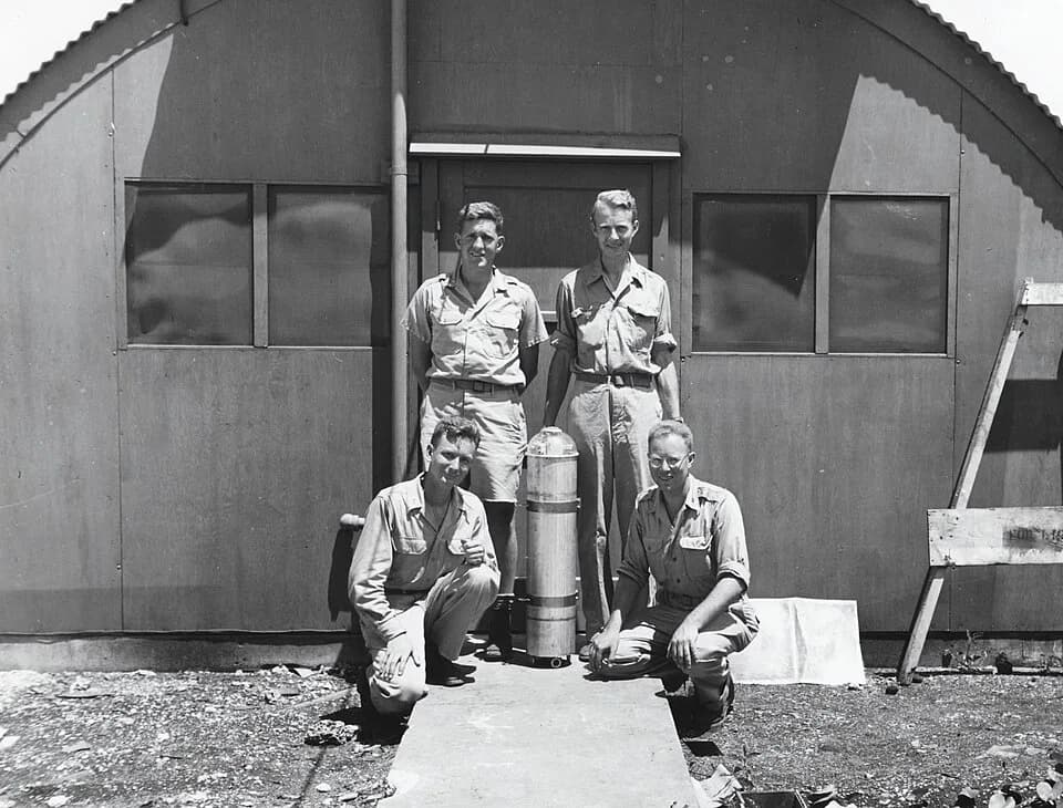 Luis Walter Alvarez - Top L to R: Harold Agnew, Luis Alvarez and Bottom L to R: Lawrence Johnston, Bernard Waldman
(Photo LANL TR 612)