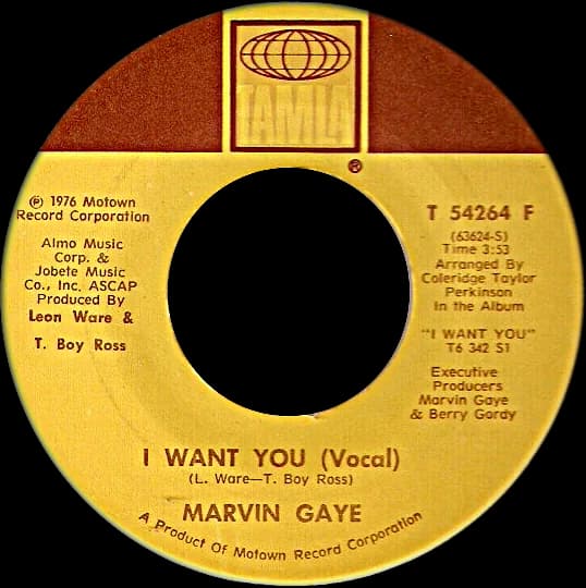 Marvin Gaye - "I Want You" by Marvin Gaye A-side US vinyl 1976