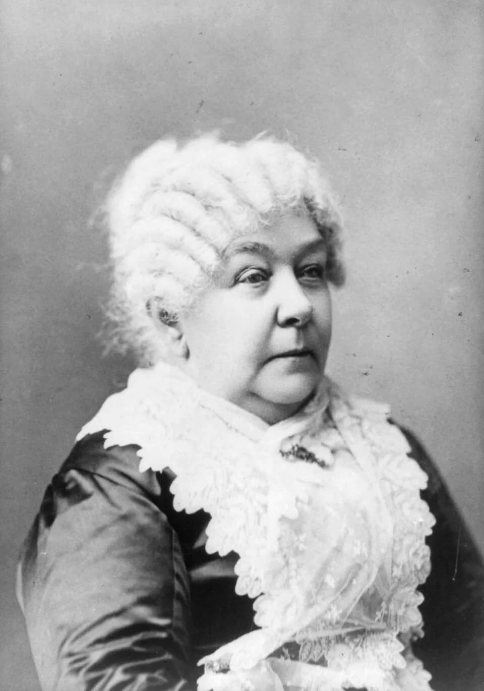 Elizabeth Cady Stanton - STANTON, ELIZABETH (November 12, 1815 – October 26, 1902). Photograph by Veeder. [No date found on caption card.]