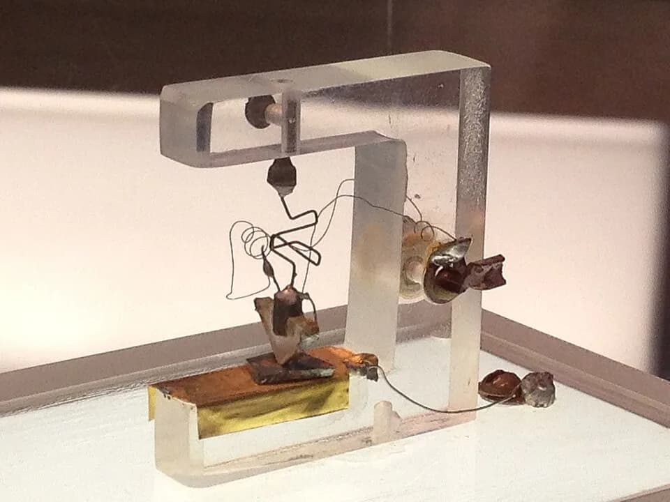 Walter Houser Brattain - The first transistor ever made, built by John Bardeen, William Shockley and Walter H. Brattain of Bell Labs in 1947. Original exhibited in Bell Laboratories.