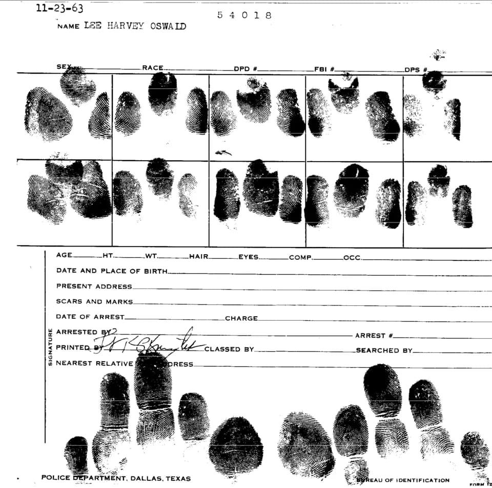 Lee Harvey Oswald - Fingerprints of Lee Harvey Oswald