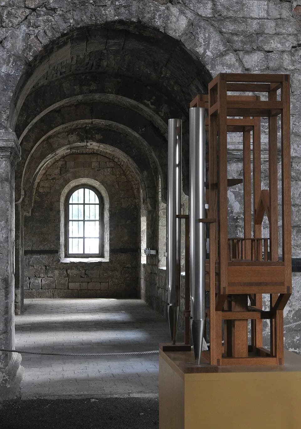 John Cage - Halberstadt, St. Burchardi, view from southern transept to the ambulatory, on the right the bellow of the organ for John Cage's Organ2/ASLSP