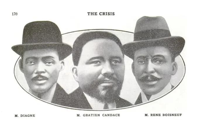 W. E. B. Du Bois - Illustration pour l'article Three members of Parliament, The Crisis, août 1914, Vol. 8,N° 4, ISSN 0011-1422, Publié par The Crisis Publishing Company, Inc., founded by W.E.B. Du Boi