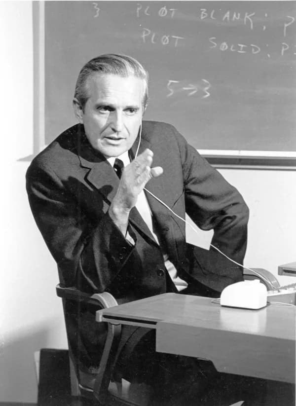 Douglas Engelbart - SRI’s Douglas Engelbart practices for the December 9, 1968 "mother of all demos"
