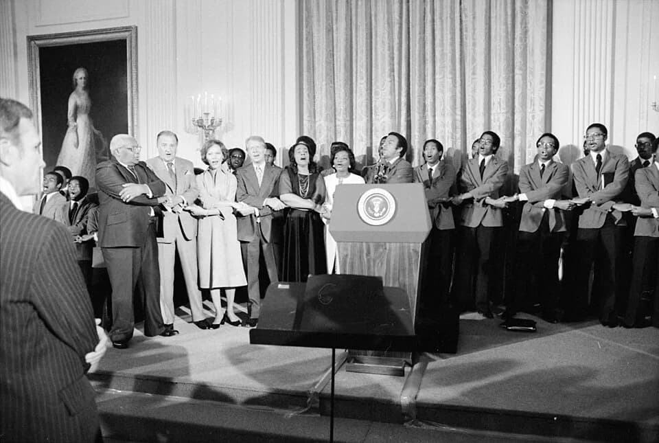 Rosalynn Carter - Jimmy Carter with Coretta Scott King, Martin Luther King, Sr. and other civil rights leaders for a White House... - NARA - 181725.jpg