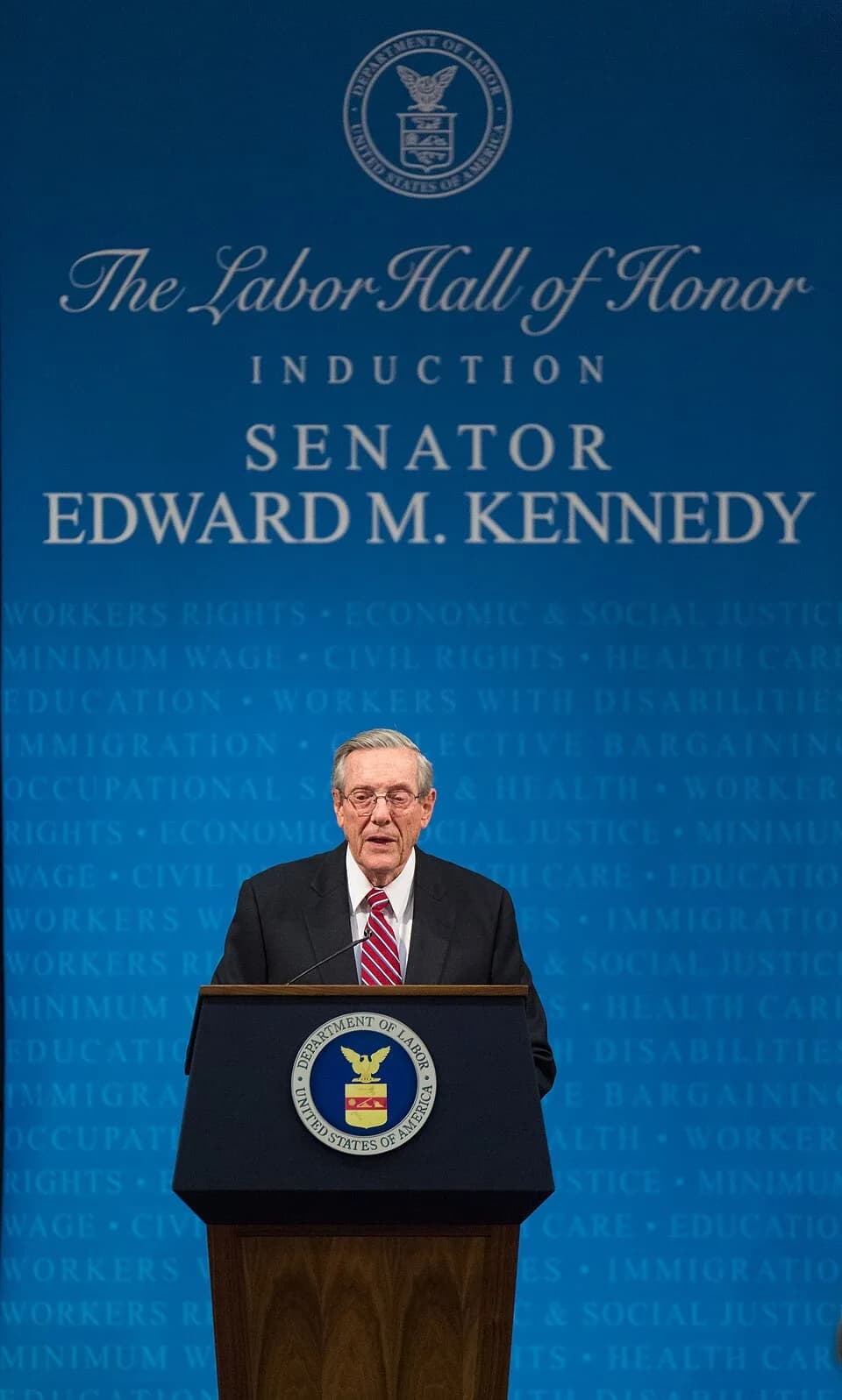 Ted Kennedy - 12 March 2015 - Washington, DC - Secretary of Labor Thomas Perez presides over the induction ceremony of Senator Edward “Ted” Kennedy into the Department of Labor Hall of Honor. On hand 
