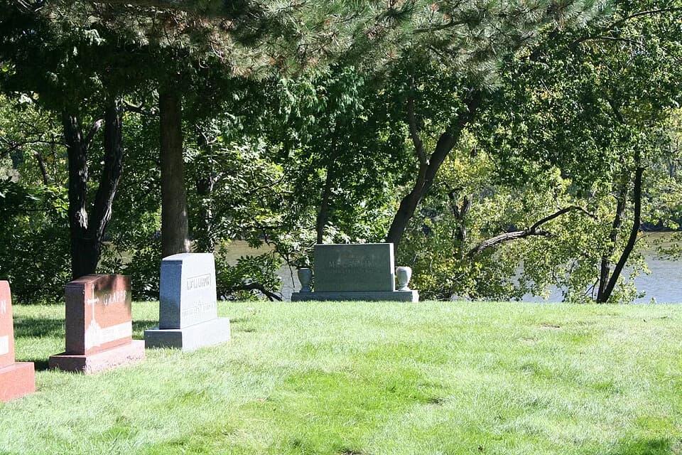 Joseph McCarthy - Tombstone of Joseph Raymond McCarthy at St. Mary's Parish Cemetery, Appleton, Wisconsin. The Fox River is in the background.