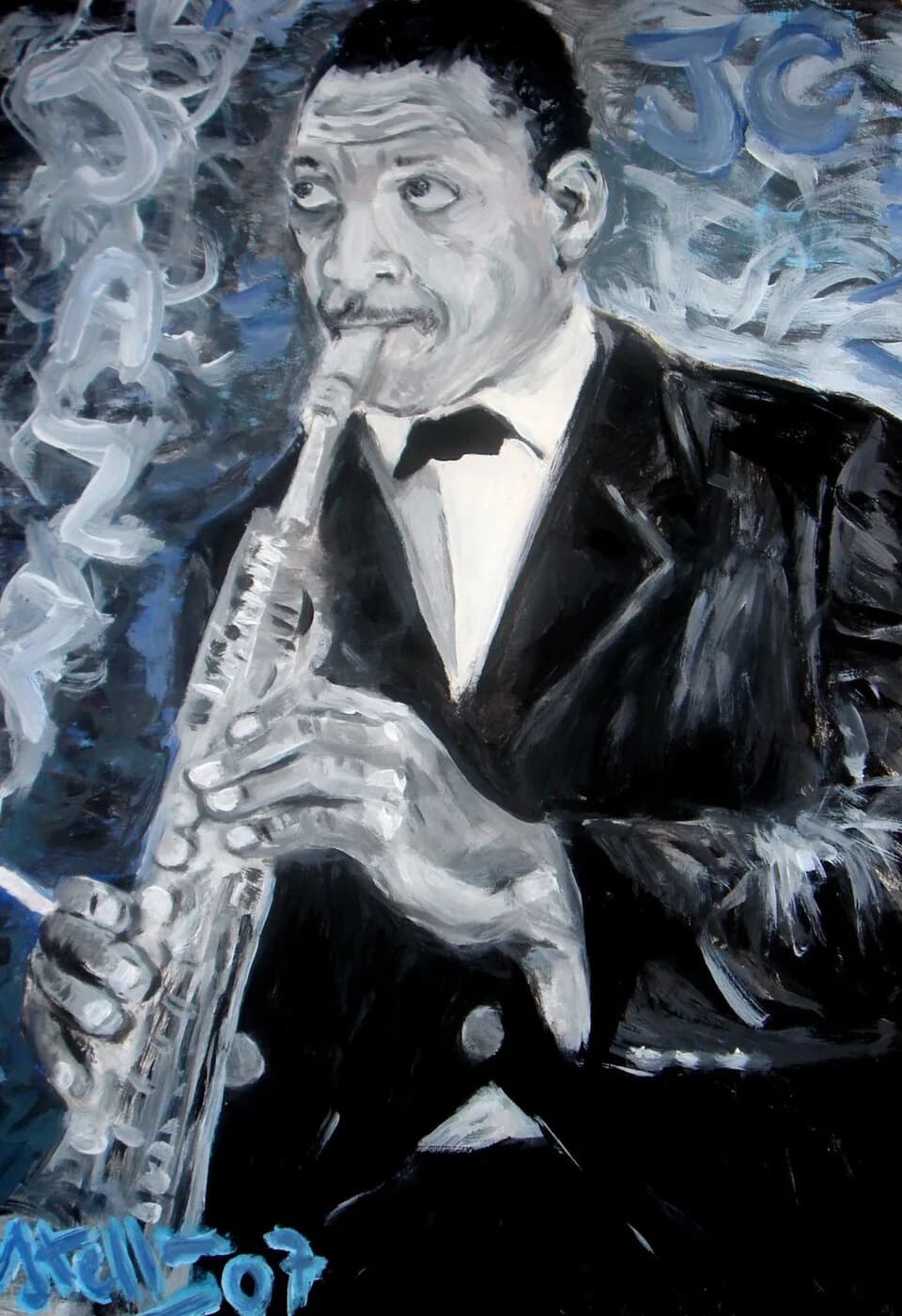 John Coltrane - A portrait of John Coltrane by Paolo Steffan (amateur painter, Wikipedia user), 2007.